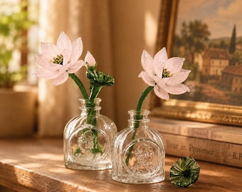 Handmade glass lotus ornament, romantic glass flower decoration, Valentine's Day gift, Mother's Day gift, elegant home decor.