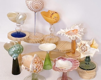 Handmade Conch Shell Wine Glasses – Goblet Cocktail Glass Cup,Martini Glasses, Gift,Coastal Beach Wedding Decor, Party Drinkware