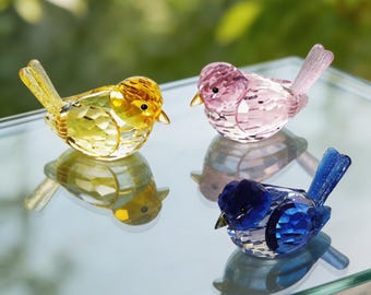 Handmade Crystal Bird Figurine：Handmade Glass Animal Ornament，Home and Office Decor，Mother's Day Gift