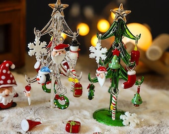 ランプワークガラスのクリスマスツリー（星の飾り付き） - Etsy 日本