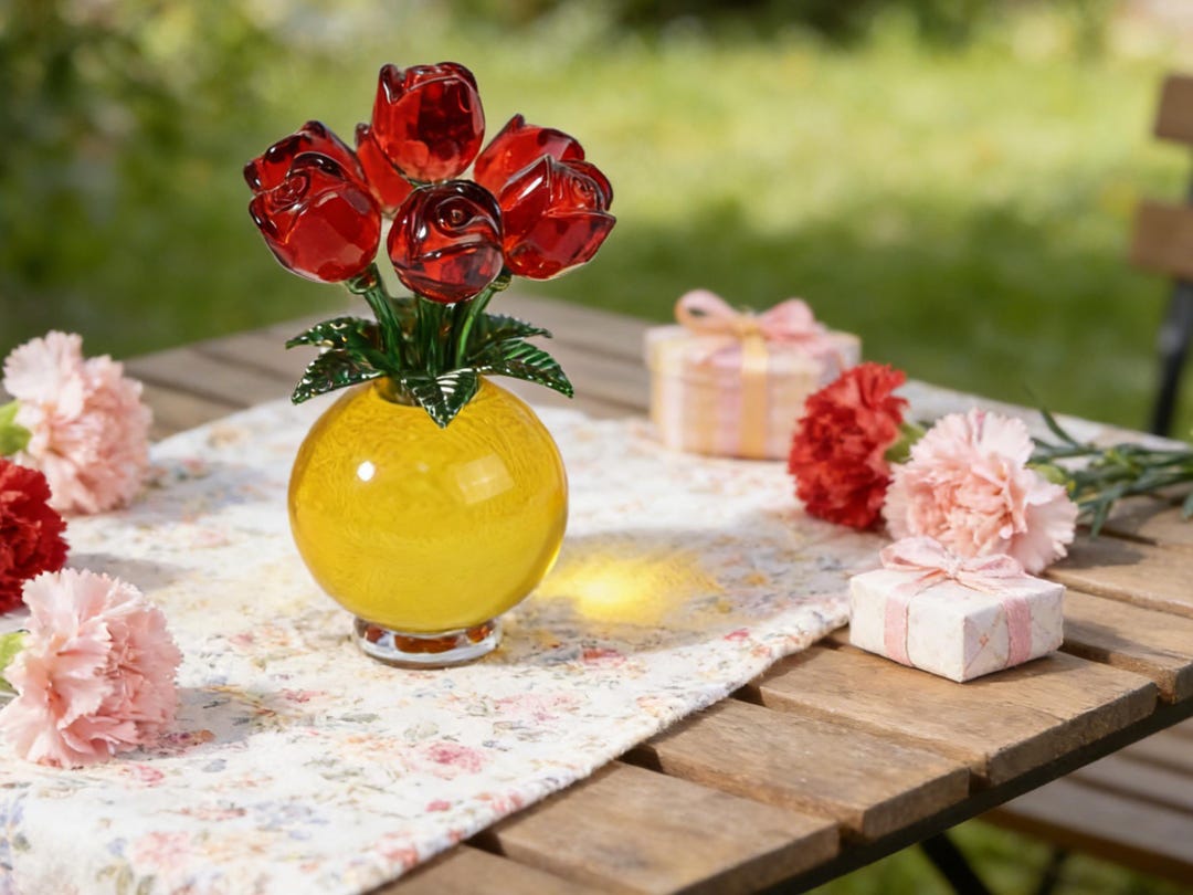 Crystal Glass Roses, Preserved Rose Decorations, Holiday Home ...