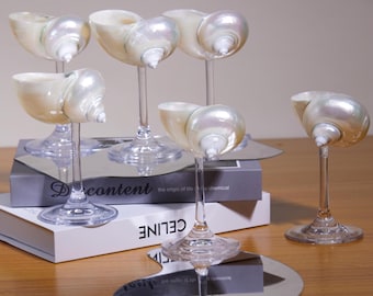 Customize Seashell Cocktail Glass –  Handmade Coastal Wine Cup for Beach Wedding & Ocean Lover Gift