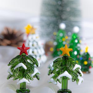 Glass Christmas tree, handmade fused glass figurines, glass miniatureChrismas tree holiday decor, Collectible Christmas tree, Christmas gift