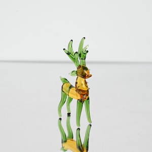 Hand-Blown Green Glass Deer Figurine: Handmade Art Glass Collectible