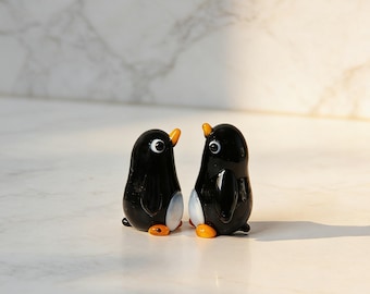 手吹きガラスのペンギンの置物 - ムラーノスタイルのオーナメント