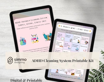 ADHD Cleaning System Printable Kit: Quick Wins, Room Reset (PDF)