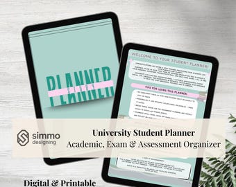 University Student Planner | Academic, Exam & Assessment Organizer | Digital and Printable | 100 pages