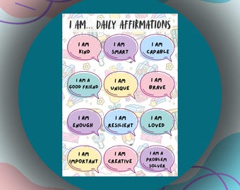 Daily Affirmations Classroom Poster | Positive Self-Talk Wall Art | Growth Mindset & SEL Decor for Kids