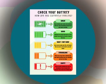 Check Your Battery Poster – Mental Health & Wellbeing Classroom Chart