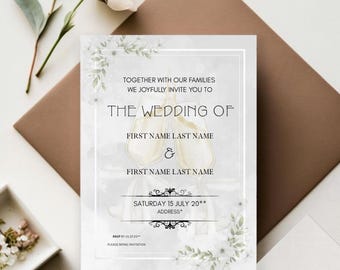 Elegant Digital Wedding Invitation | Editable Template | Instant PDF Download
