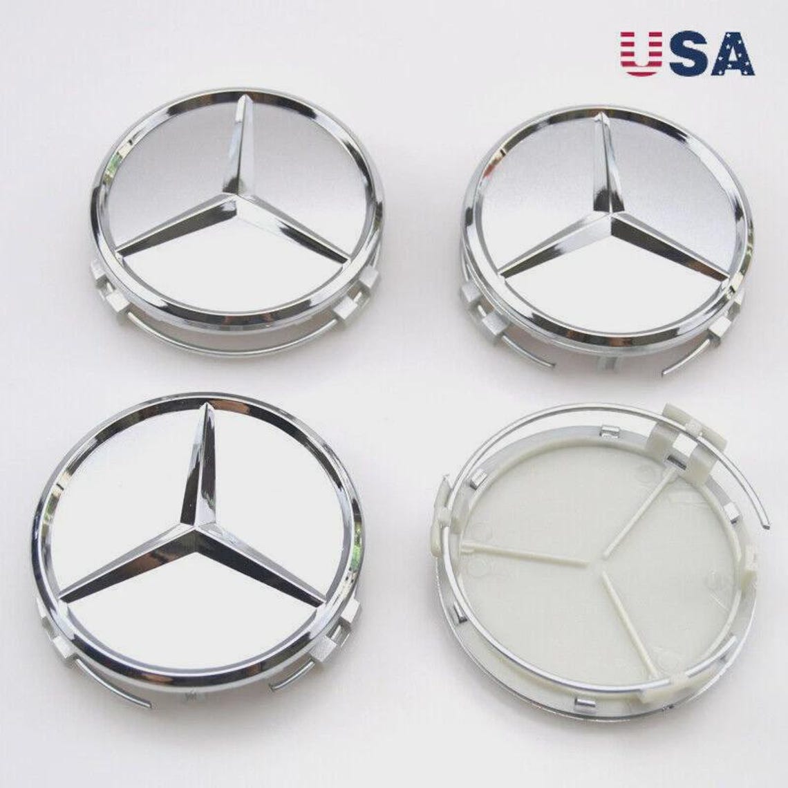 Mercedes Benz Wheel Center Caps - Silver 75mm - Set of 4 - Etsy