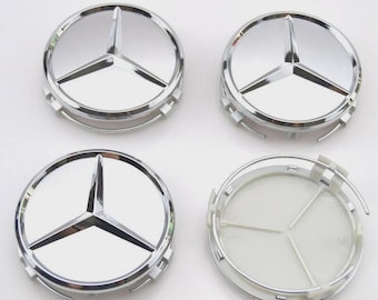 Mercedes Benz Wheel Center Caps - Silver 75mm - Set of 4