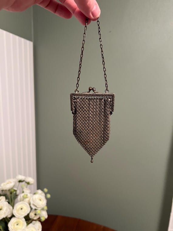 Antique German Silver Chainmail Mesh Chatelaine M… - image 1