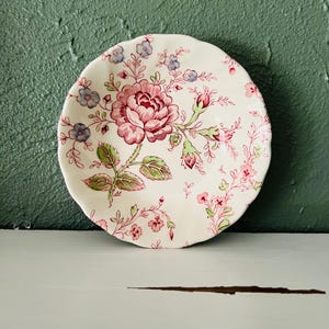 Bol Antique en Pierre de Fer Rose et Chintz par Johnson Bros