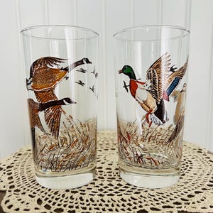 Vintage Libbey Highball Duck and Goose Drinking Glasses (Set of 2)