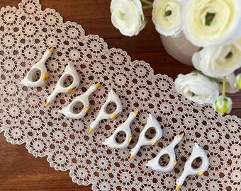 Vintage Ceramic Goose Napkin Rings (Set of 8)