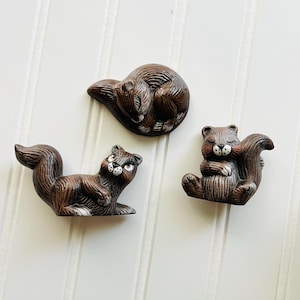 Vintage Keramik Eichhörnchen Figuren-Set von 3