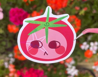 Tomat ansikte klistermärke - Söt Kawaii Matt Vinyl klistermärke