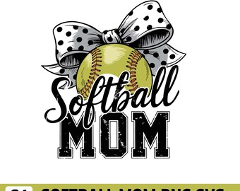 Softball Mom SVG – Polka Dot Bow, Game Day Design (Digital Download)