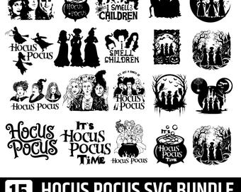 Paquete de archivos SVG de Hocus Pocus / PNG de las hermanas Sanderson / SVG de bruja de Halloween / SVG de sombrero de bruja / Diseños para Cricut y Silhouette
