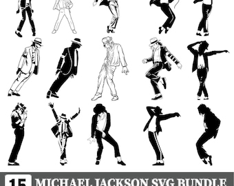 Michael Jackson Dance pose SVG Bundle | Retro Pop King MJ Silhouette Cut Files