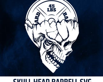 Skull Barbell SVG: Fitness Powerlifting Design (Digital Download PNG, SVG
