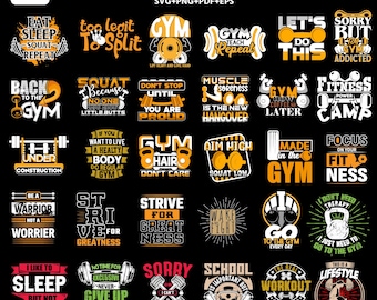 Gym Addicted SVG, Workout Motivation Clipart, Fitness Designs (Digital Download)