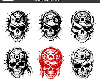 Skull Barbell head Pirate SVG: Eye Patch Gym Fitness Powerlifting Design (Digital Download)