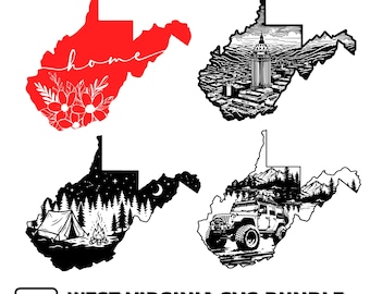 West Virginia SVG Bundle: 25 State Cut Files (png, pdf, eps)