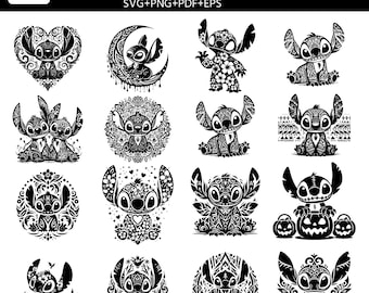 Stitch SVG Bundle, Lilo Cartoon Clipart, Angel Cut Files (Digital Download)