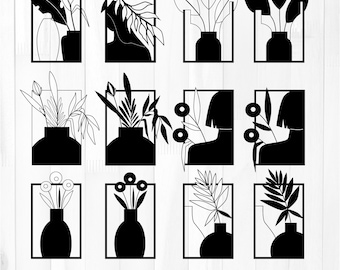 Abstract Plant Wall Art SVG, Modern Minimalist Laser Cut File (Digital Download)