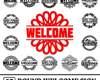 Welcome Sign SVG | Floral Door Hanger Laser Cut File | Farmhouse Welcome Decor | Welcome Sign Laser Dxf | Flower Dxf Sign