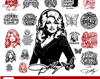 Dolly Parton Quotes SVG png Bundle, 50 Country Music Quotes, Dolly Png, Dolly Parton PNG, Country Singer SVG, Western Girl Cricut