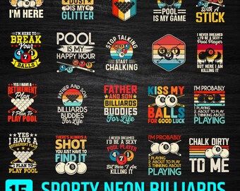 Funny Billiards SVG Bundle | 15 Retro Pool Player Quotes (Digital Download)