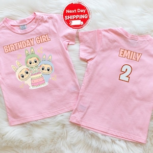 Custom Labubu Birthday Girl Shirt, Personalized Labubu Birthday Gift, Custom Birthday Shirt, Cute Birthday T-Shirt, Custom Birthday Girl Tee