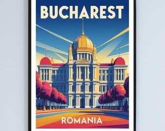 Bucharest Vintage Poster | Retro Romania Travel Art