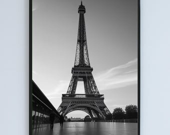 Eiffel Tower Paris black-and-white landmark photography art printable