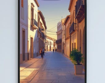 Cordoba Spain Cityscape Print, Realism Street Wall Art Poster