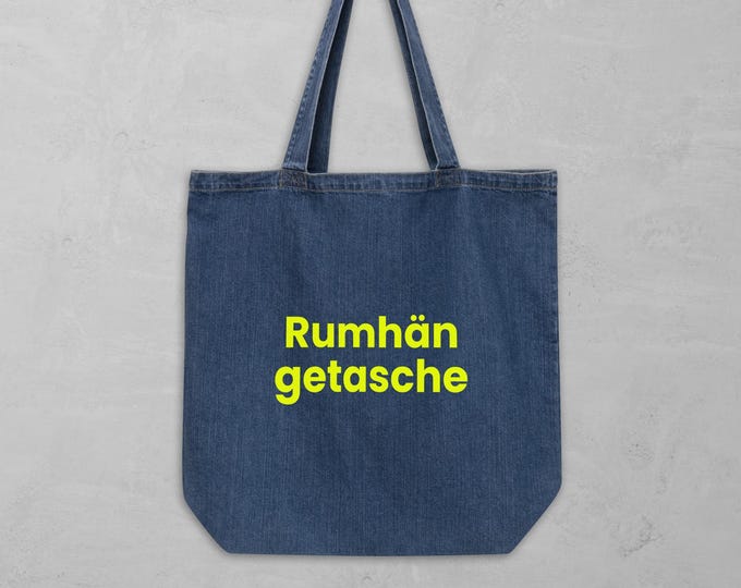 Organic denim jeans bag "shoulder bag" yellow - ironic gift for her | statement bag with long handles