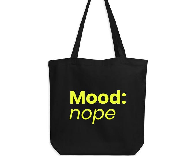 Statement bag "Mood: nope" organic cotton black and yellow - sarcastic gift for her | fabric bag