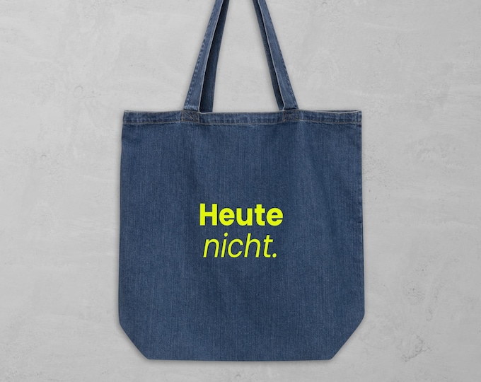 Jeans bag "Not today" yellow - gift for her | Funny saying tote bag for everyday use