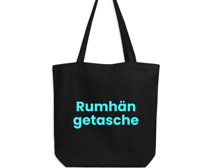 Fabric bag "Rum Schultertasche" Black Blue - Gift for her | Organic cotton statement bag funny
