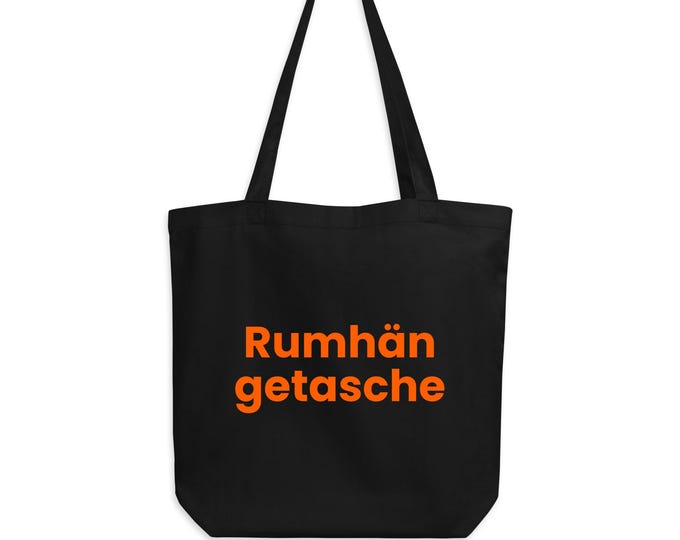 Statement bag "Rum Schultertasche" black orange - gift for her | Organic cotton fabric bag print