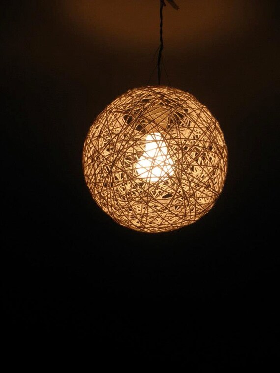 Hemp string light. Ceiling pendant lamp. Ecofriendly design Etsy