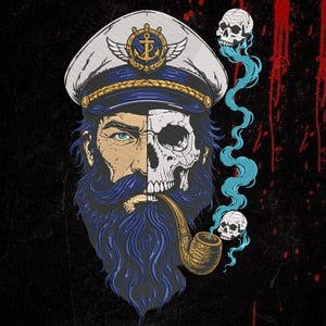 Pirate Captain Skull Embroidery Design | Gothic Nautical Back Patch | DST PES EXP