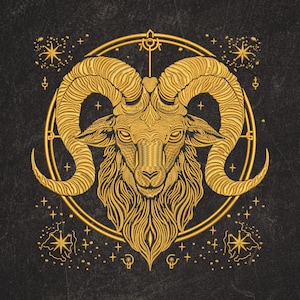 Ricamo gotico a forma di testa di ariete, stile teschio Ariete, toppa occulta dorata per giacca da motociclista DST PES EXP