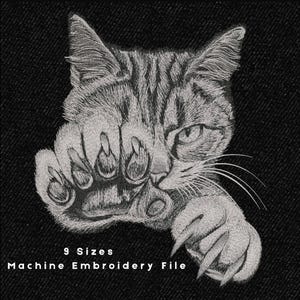 リアルな猫の爪の刺繍デザイン - 猫の爪の攻撃パターン、9サイズの機械刺繍ファイル、DST EXP PESデジタルダウンロード
