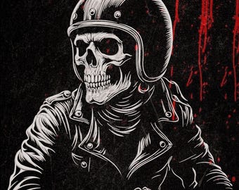 Biker Skull Embroidery Design | Gothic Back Patch | PES DST EXP VP3