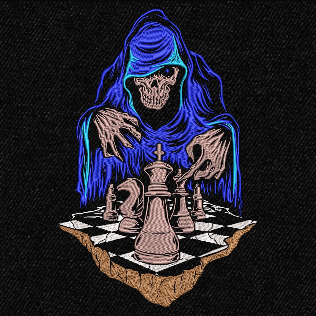 Grim Reaper Chess Embroidery Design |gothic Skull Embroidery | Biker ...
