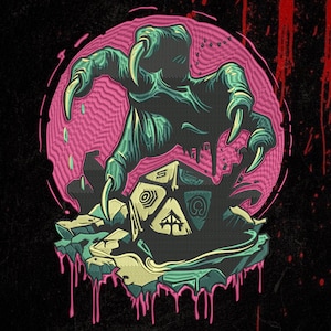 Bordado de garra de monstruo de dados – Diseño digital de fantasía gótica, para chaquetas o parches, archivo de descarga instantánea, decoración para juegos de rol o Halloween, EXP DST